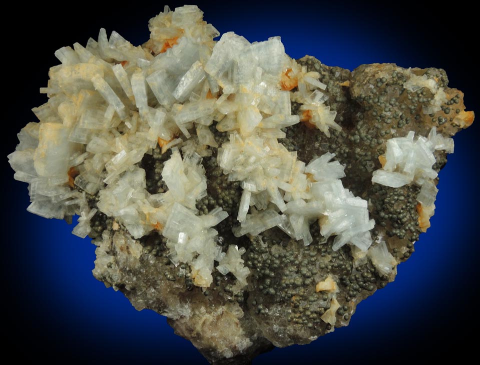 Barite over Pyrite, Dolomite, Fluorite from Moscona Mine, Solis, Villabona District, Asturias, Spain