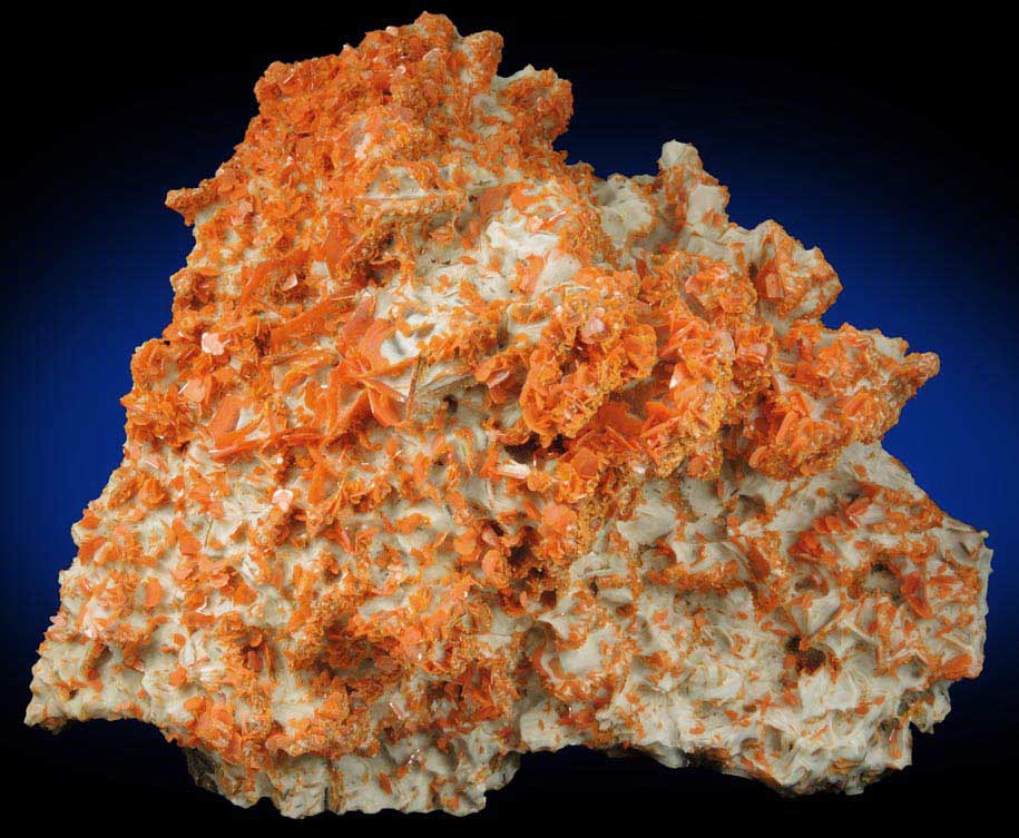 Wulfenite on Wulfenite with Calcite from Jianshan Mine, Kuruktag Mountains, 300 km southeast of rmqi, Shanshan County, Xinjiang Uygur Region, China