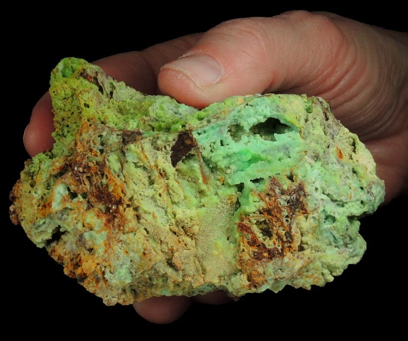 Phosphohedyphane and Chrysocolla over Cerussite from Cove Vein, Whytes Cleuch, Wanlockhead, Dumfriesshire, Scotland