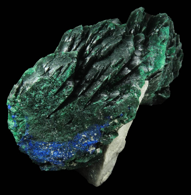 Malachite pseudomorphs after Azurite on matrix from Milpillas Mine, Cuitaca, Sonora, Mexico