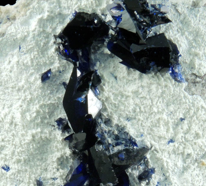 Azurite on Dickite-coated matrix from Milpillas Mine, Cuitaca, Sonora, Mexico