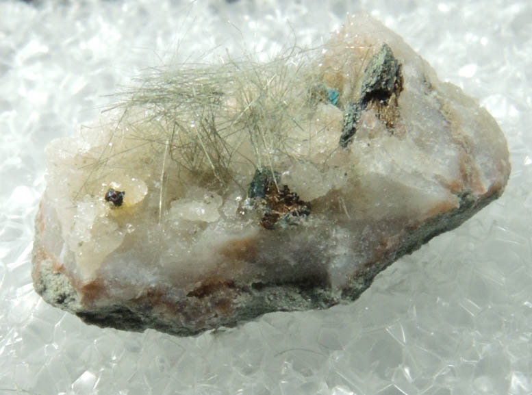 Millerite in Quartz Geode from US Route 27 road cut, Halls Gap, Lincoln County, Kentucky