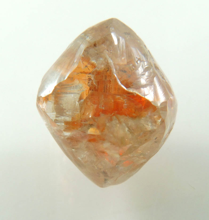 Diamond (8.63 carat red-orange octahedral uncut diamond) from Mirny, Sakha Republic, Siberia, Russia