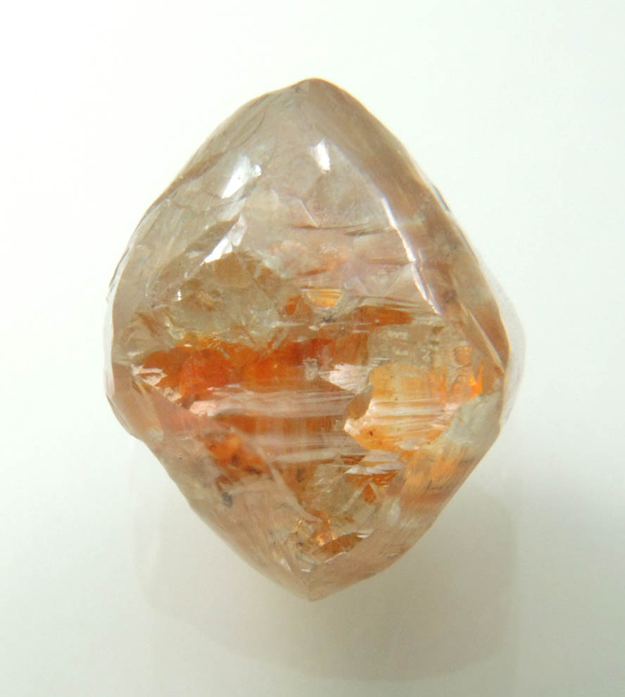 Diamond (8.63 carat red-orange octahedral uncut diamond) from Mirny, Sakha Republic, Siberia, Russia