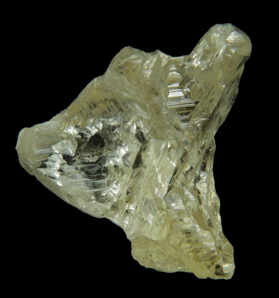 Diamond (9.16 carat yellow complex triangular rough diamond) from Vaal River Mining District, Northern Cape Province, South Africa