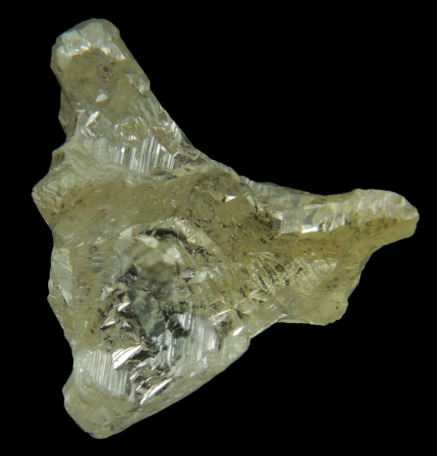 Diamond (9.16 carat yellow complex triangular rough diamond) from Vaal River Mining District, Northern Cape Province, South Africa