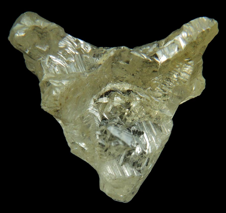 Diamond (9.16 carat yellow complex triangular rough diamond) from Vaal River Mining District, Northern Cape Province, South Africa