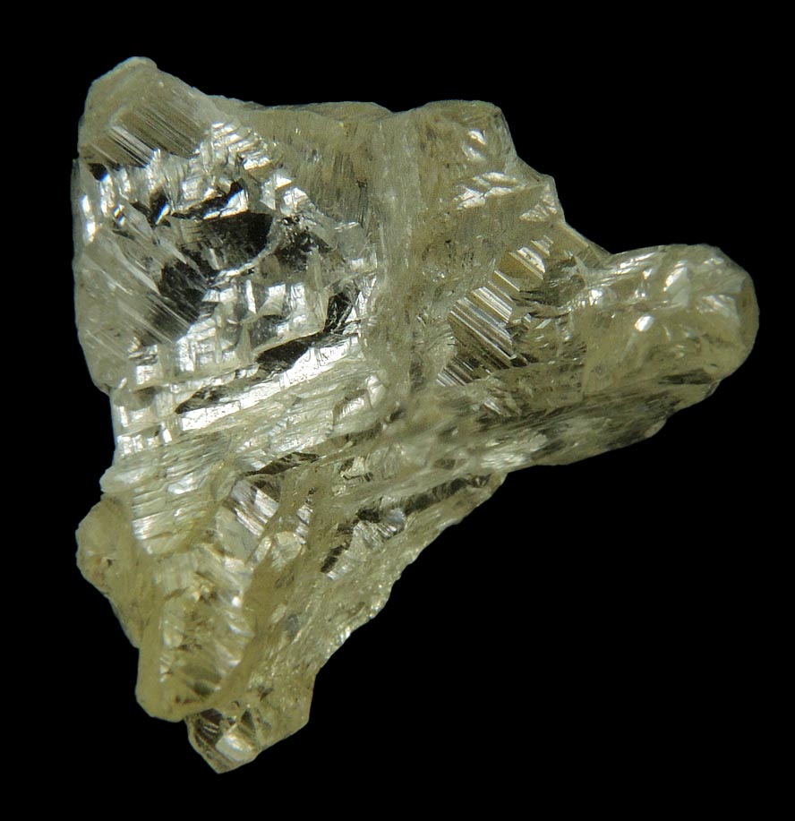 Diamond (9.16 carat yellow complex triangular rough diamond) from Vaal River Mining District, Northern Cape Province, South Africa