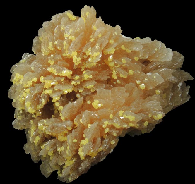 Sulfur on Barite from Machow Mine, Tarnobrzeg, Poland