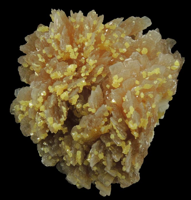 Sulfur on Barite from Machow Mine, Tarnobrzeg, Poland