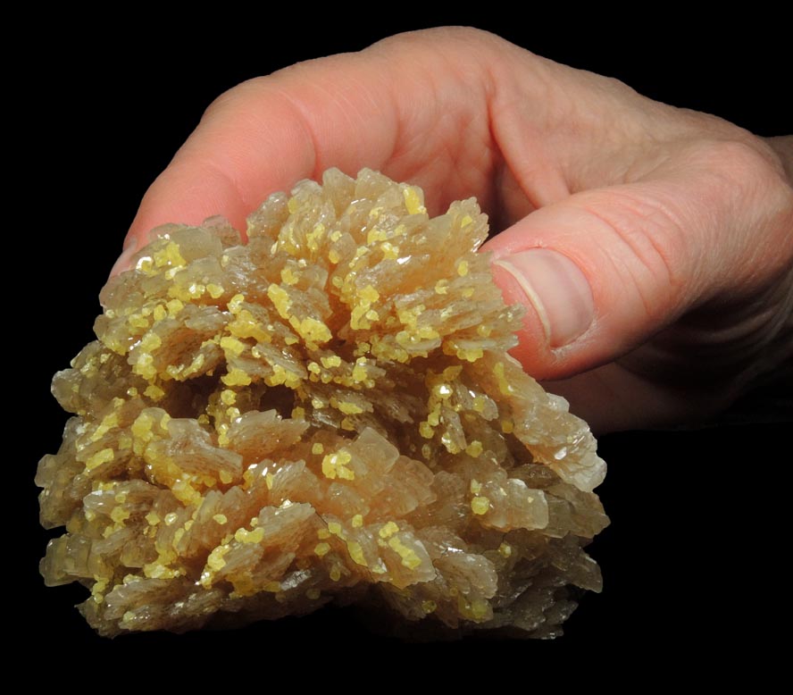 Sulfur on Barite from Machow Mine, Tarnobrzeg, Poland