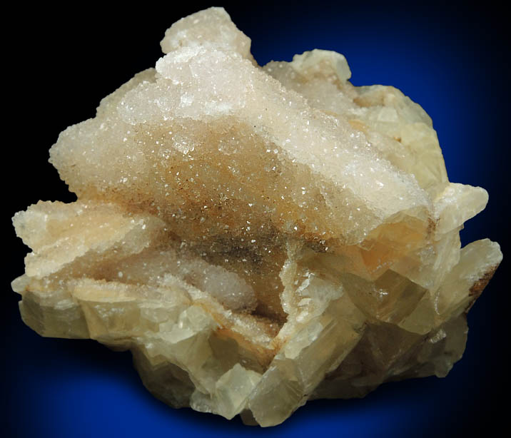 Calcite with Quartz coating from Hudson River Railroad tunnel, Anthony's Nose, east shore of Hudson River, Westchester County, New York