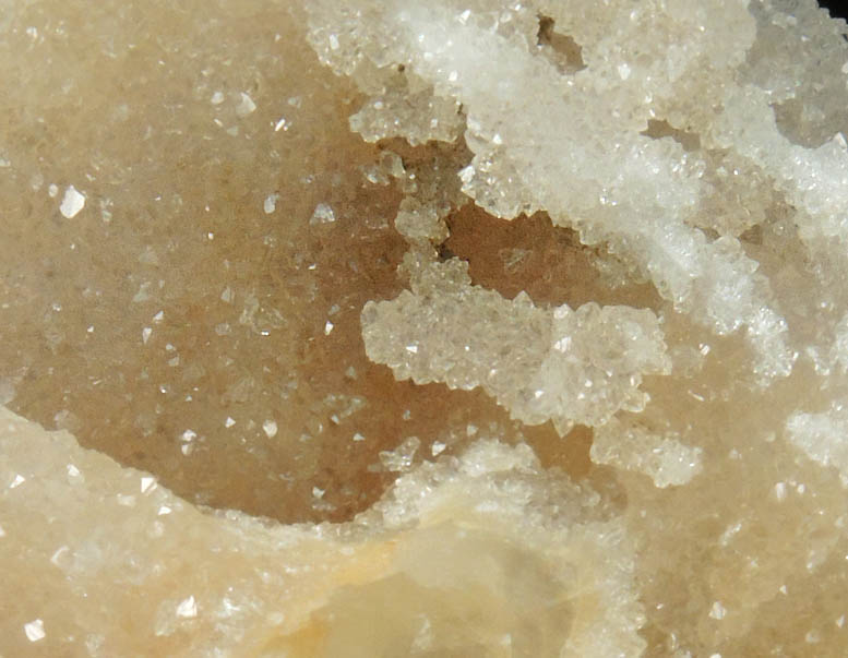 Calcite with Quartz coating from Hudson River Railroad tunnel, Anthony's Nose, east shore of Hudson River, Westchester County, New York