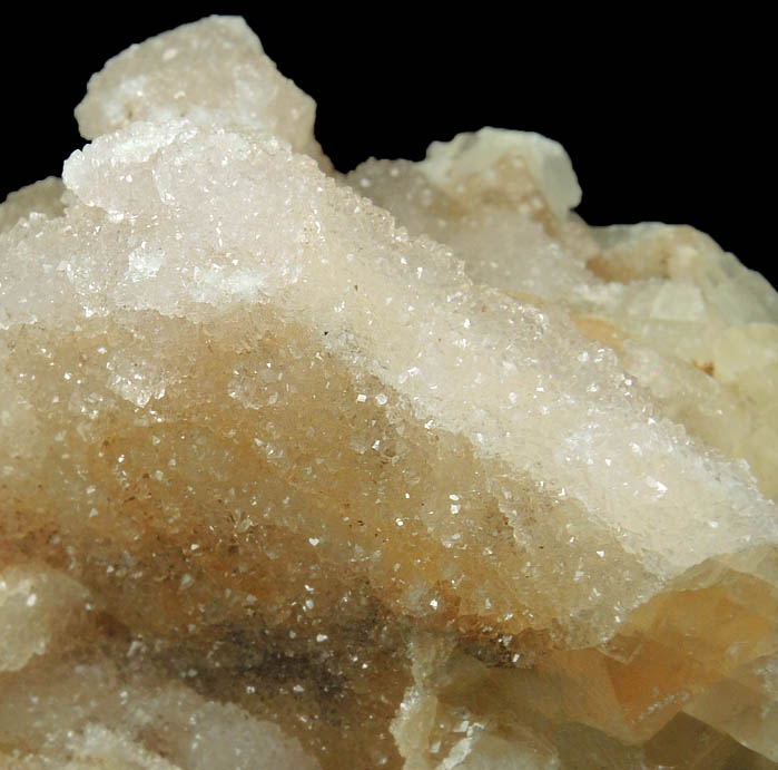 Calcite with Quartz coating from Hudson River Railroad tunnel, Anthony's Nose, east shore of Hudson River, Westchester County, New York