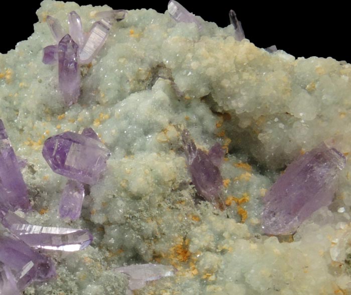 Quartz var. Amethyst on Calcite and Dolomite from Capurru Quarry, Osilo, Sassari Province, Sardinia, Italy