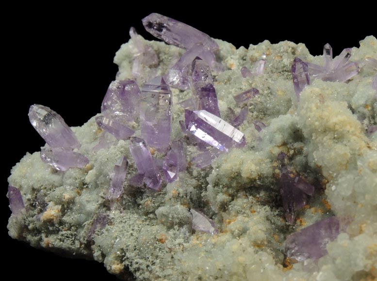 Quartz var. Amethyst on Calcite and Dolomite from Capurru Quarry, Osilo, Sassari Province, Sardinia, Italy