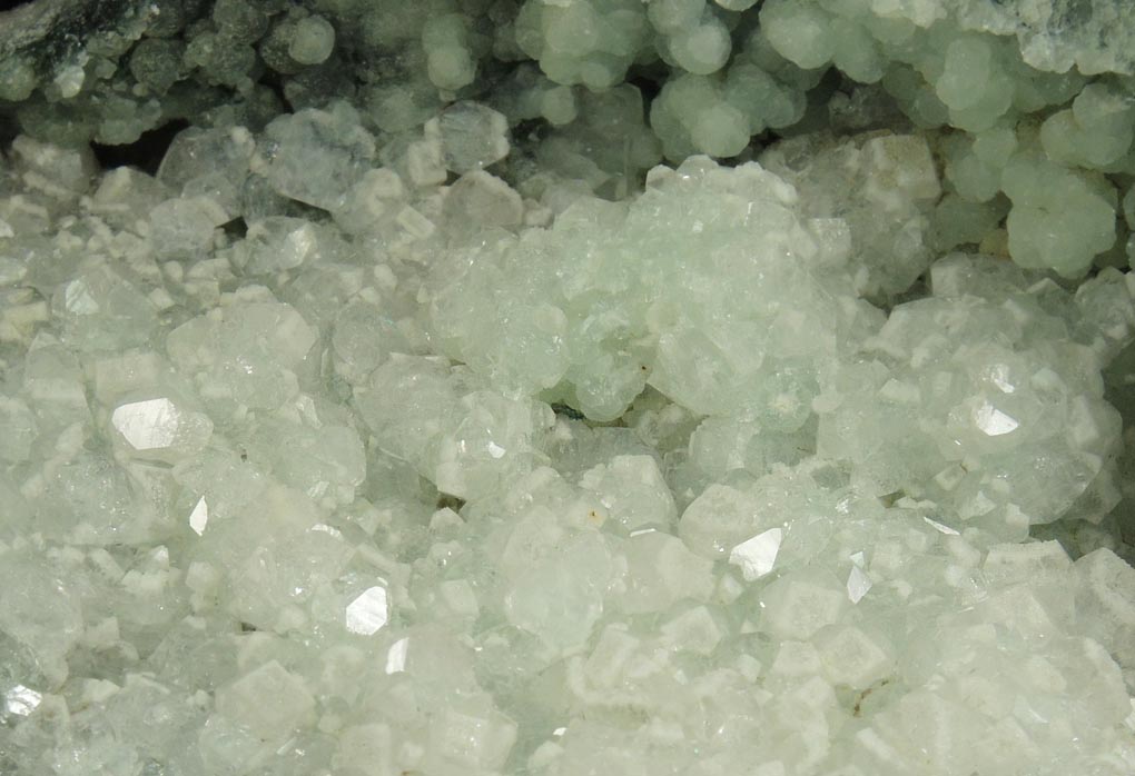 Apophyllite on Prehnite from O and G Industries Southbury Quarry, Southbury, New Haven County, Connecticut