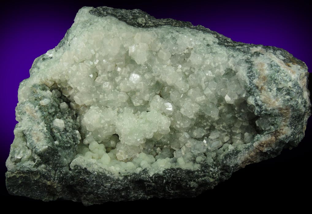 Apophyllite on Prehnite from O and G Industries Southbury Quarry, Southbury, New Haven County, Connecticut