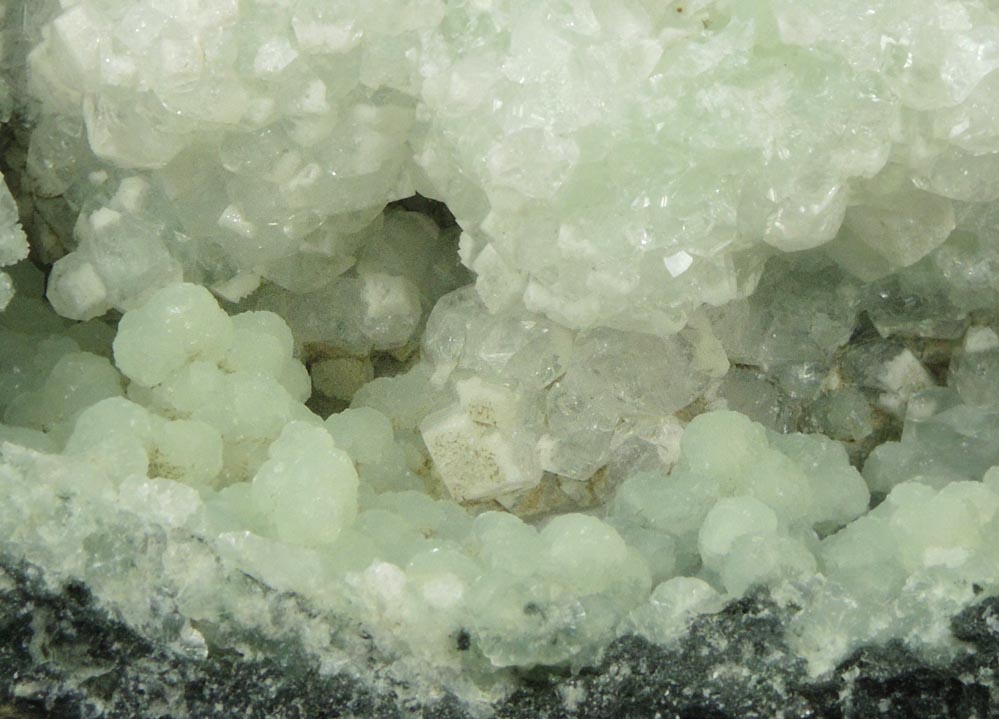 Apophyllite on Prehnite from O and G Industries Southbury Quarry, Southbury, New Haven County, Connecticut