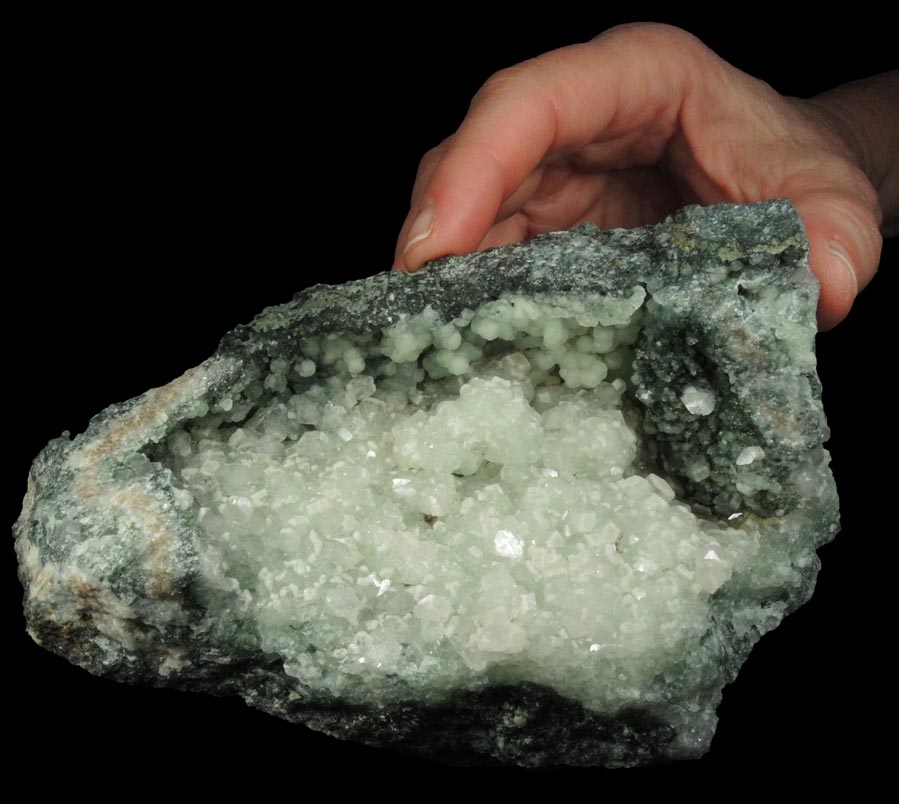 Apophyllite on Prehnite from O and G Industries Southbury Quarry, Southbury, New Haven County, Connecticut