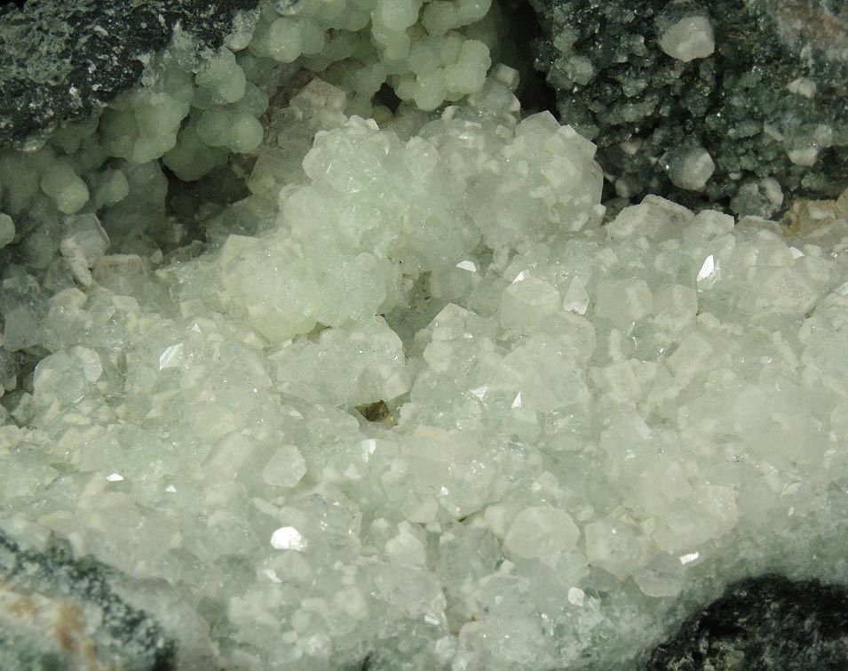 Apophyllite on Prehnite from O and G Industries Southbury Quarry, Southbury, New Haven County, Connecticut