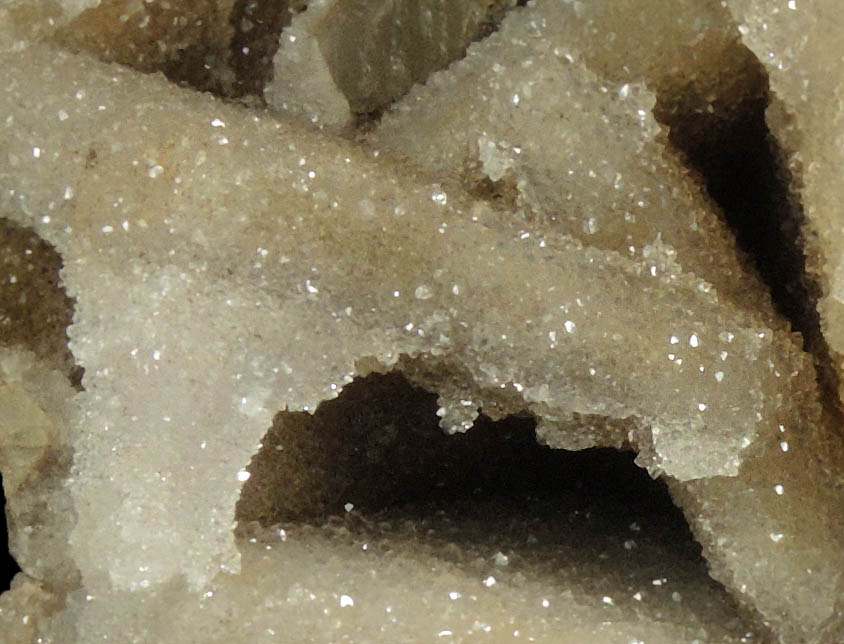 Calcite with Quartz coating from Hudson River Railroad tunnel, Anthony's Nose, east shore of Hudson River, Westchester County, New York