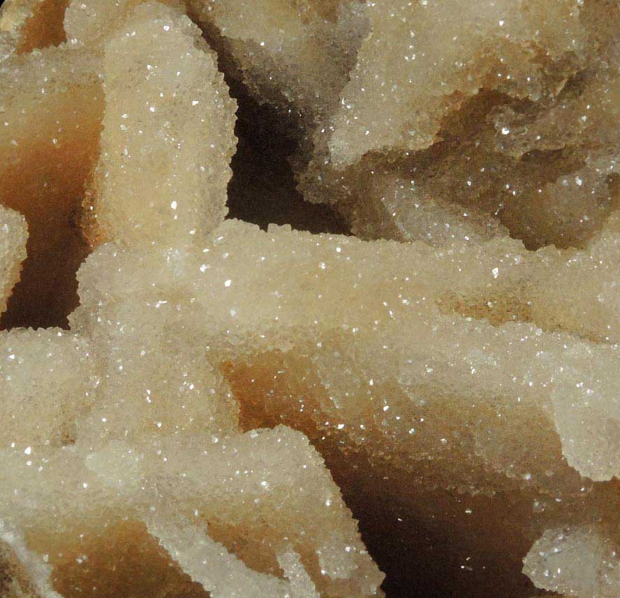 Calcite with Quartz coating from Hudson River Railroad tunnel, Anthony's Nose, east shore of Hudson River, Westchester County, New York