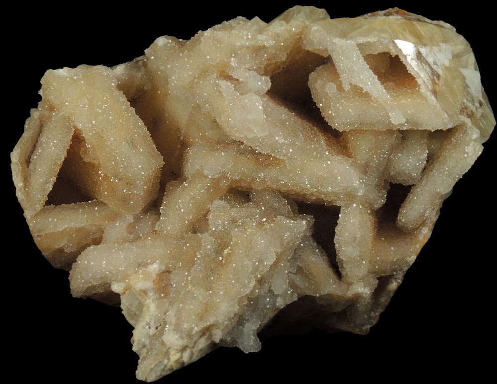 Calcite with Quartz coating from Hudson River Railroad tunnel, Anthony's Nose, east shore of Hudson River, Westchester County, New York