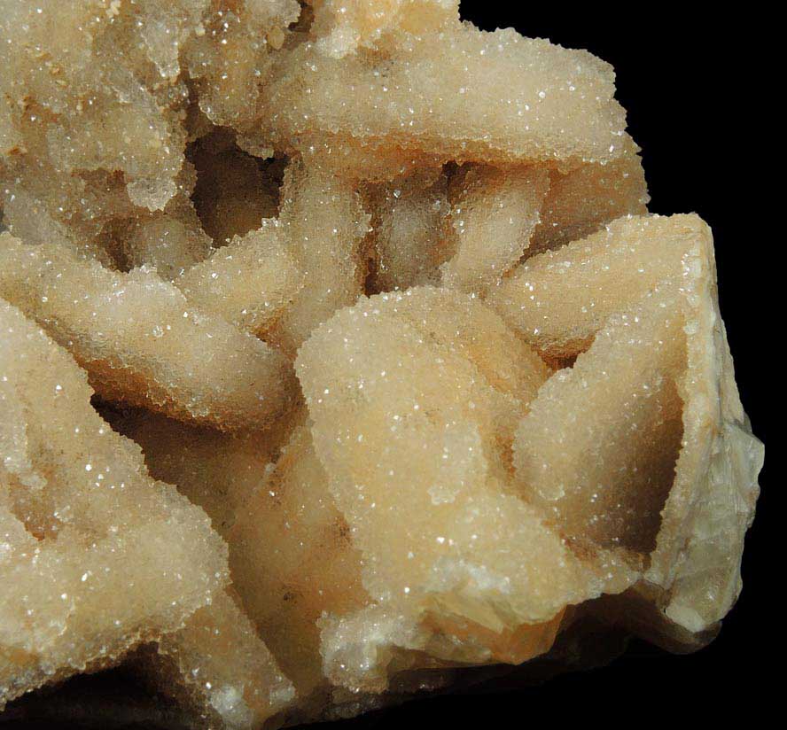 Calcite with Quartz coating from Hudson River Railroad tunnel, Anthony's Nose, east shore of Hudson River, Westchester County, New York