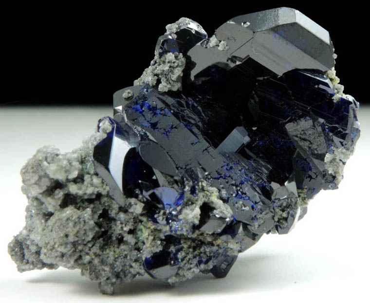 Azurite (twinned crystals) with Anglesite from Tsumeb Mine, Easter Pocket, Otavi-Bergland District, Oshikoto, Namibia