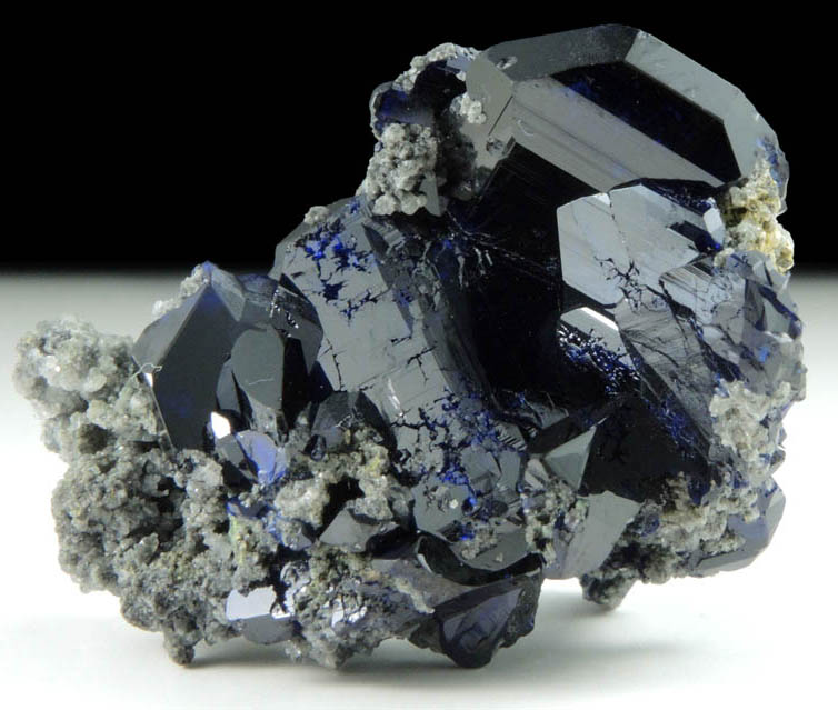 Azurite (twinned crystals) with Anglesite from Tsumeb Mine, Easter Pocket, Otavi-Bergland District, Oshikoto, Namibia