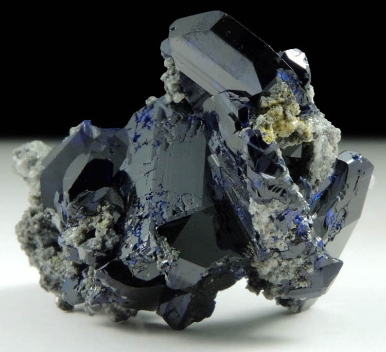 Azurite (twinned crystals) with Anglesite from Tsumeb Mine, Easter Pocket, Otavi-Bergland District, Oshikoto, Namibia