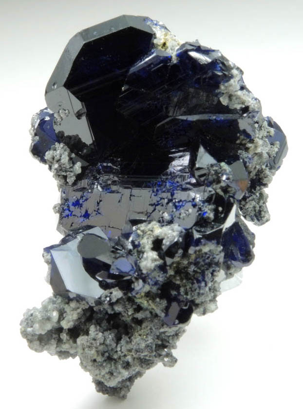 Azurite (twinned crystals) with Anglesite from Tsumeb Mine, Easter Pocket, Otavi-Bergland District, Oshikoto, Namibia