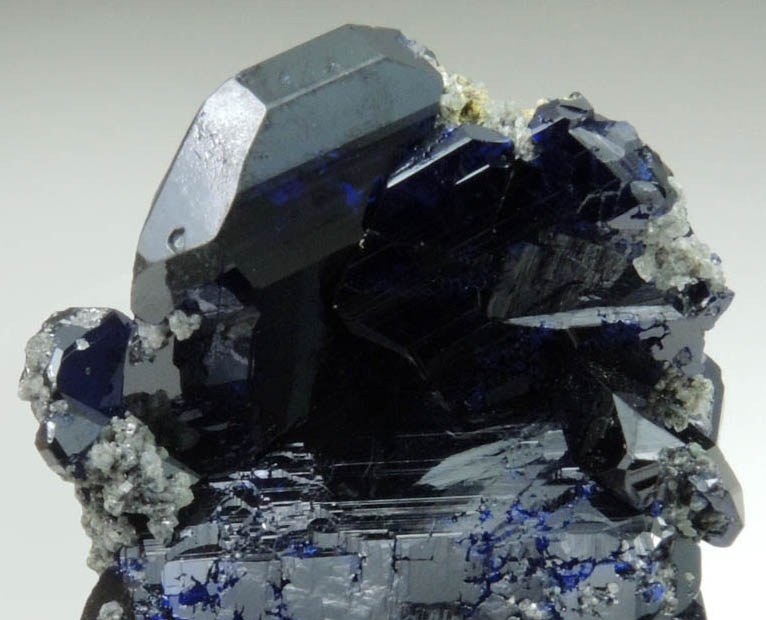 Azurite (twinned crystals) with Anglesite from Tsumeb Mine, Easter Pocket, Otavi-Bergland District, Oshikoto, Namibia