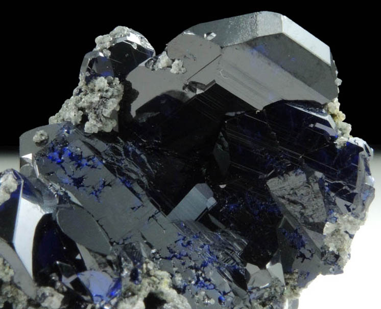 Azurite (twinned crystals) with Anglesite from Tsumeb Mine, Easter Pocket, Otavi-Bergland District, Oshikoto, Namibia