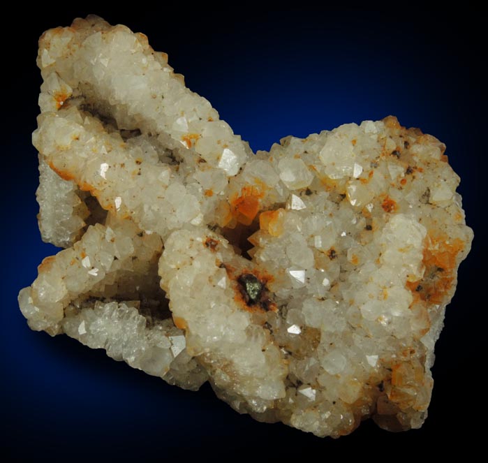 Calcite with Quartz coating from Hudson River Railroad tunnel, Anthony's Nose, east shore of Hudson River, Westchester County, New York