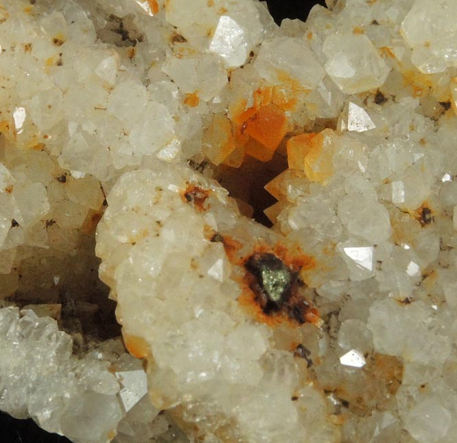 Calcite with Quartz coating from Hudson River Railroad tunnel, Anthony's Nose, east shore of Hudson River, Westchester County, New York