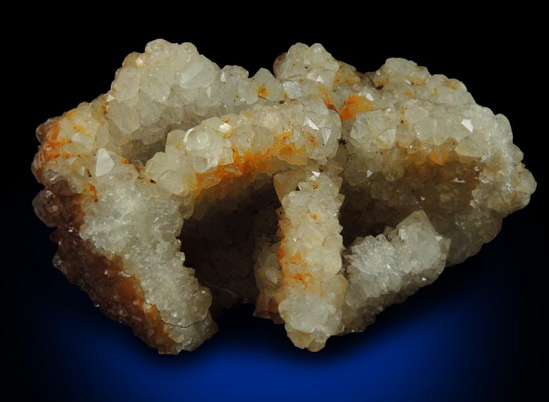 Calcite with Quartz coating from Hudson River Railroad tunnel, Anthony's Nose, east shore of Hudson River, Westchester County, New York