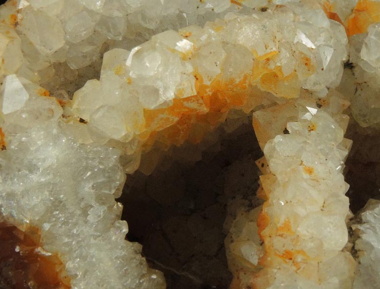 Calcite with Quartz coating from Hudson River Railroad tunnel, Anthony's Nose, east shore of Hudson River, Westchester County, New York