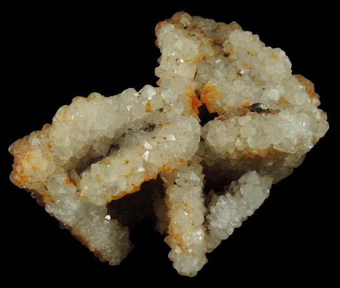 Calcite with Quartz coating from Hudson River Railroad tunnel, Anthony's Nose, east shore of Hudson River, Westchester County, New York