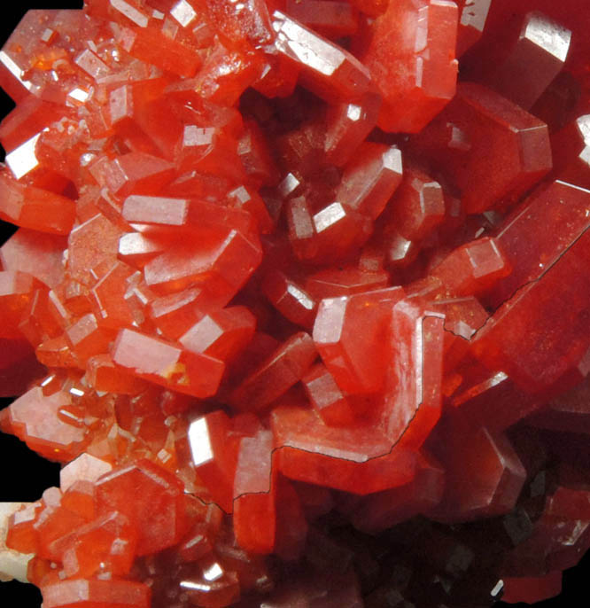 Vanadinite on Barite from Mibladen, Haute Moulouya Basin, Zeida-Aouli-Mibladen belt, Midelt Province, Morocco