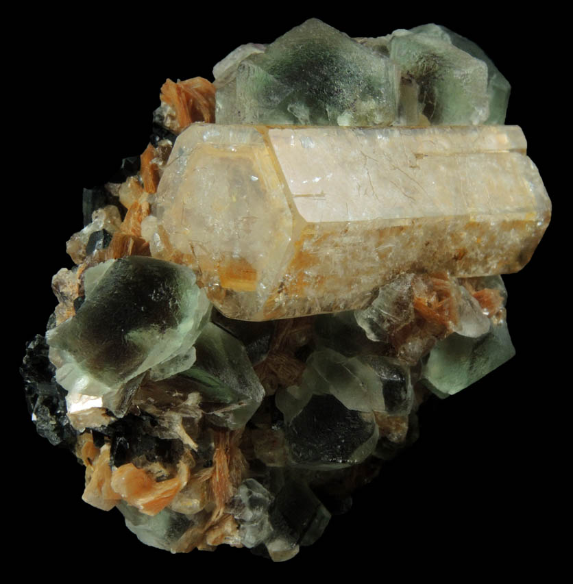 Beryl, Fluorite, Schorl Tourmaline, Muscovite from Erongo Mountains, 20 km north of Usakos, Damaraland, Namibia