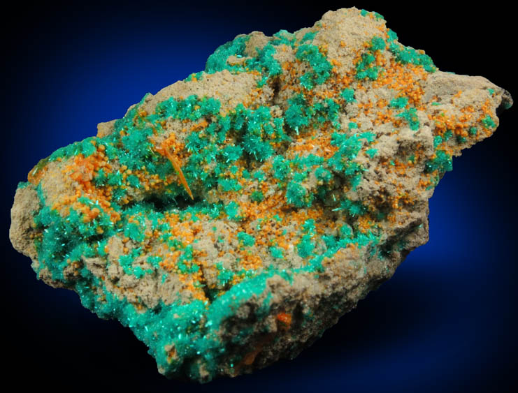 Dioptase, Wulfenite, Mimetite, Willemite from Mammoth Mine, Tiger District, Pinal County, Arizona