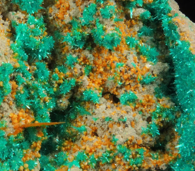 Dioptase, Wulfenite, Mimetite, Willemite from Mammoth Mine, Tiger District, Pinal County, Arizona