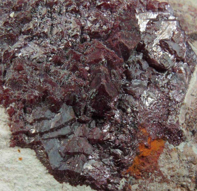 Cuprite with minor Malachite on Dickite from Milpillas Mine, Cuitaca, Sonora, Mexico