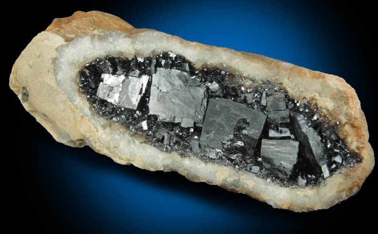 Quartz geode lined with Galena (FAKE) from Man-made