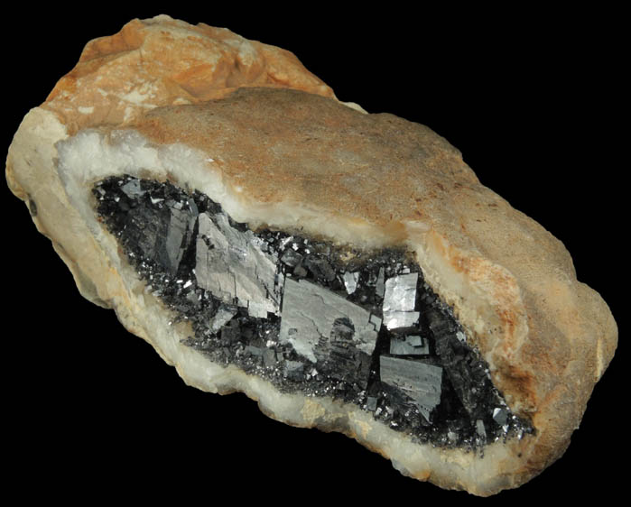 Quartz geode lined with Galena (FAKE) from Man-made