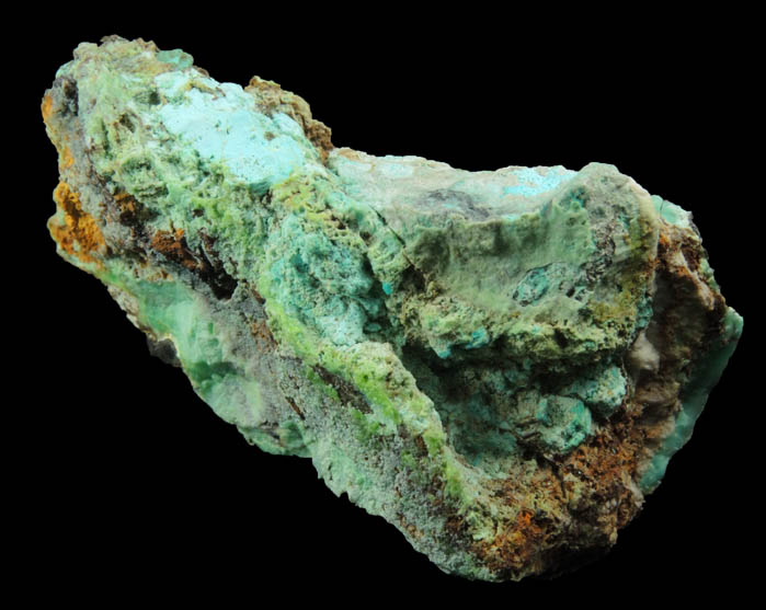 Mottramite on Phosphohedyphane, Chrysocolla, Goethite from Cove Vein, Whytes Cleuch, Wanlockhead, Dumfriesshire, Scotland