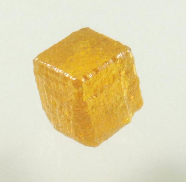 Diamond (0.66 carat uncut fancy-intense yellow cubic uncut rough diamond) from Mbuji-Mayi, 300 km east of Tshikapa, Democratic Republic of the Congo