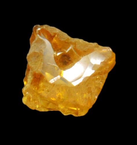 Diamond (0.51 carat uncut fancy-yellow cavernous uncut rough diamond) from Mbuji-Mayi, 300 km east of Tshikapa, Democratic Republic of the Congo